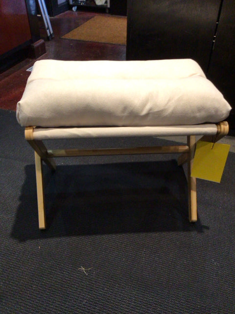 Folding Polyester Cream Ottoman