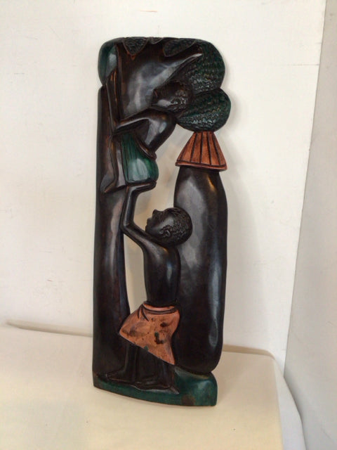 Ethnic Wood People Black/Brown Wall Decoration Art