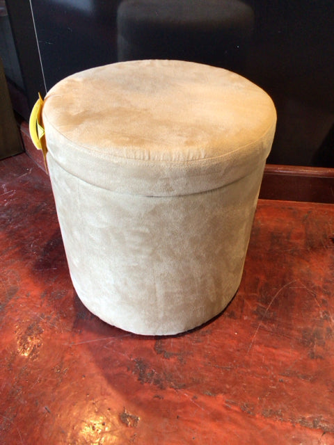 Storage Tan Ultrasuede FootStool/Ottoman