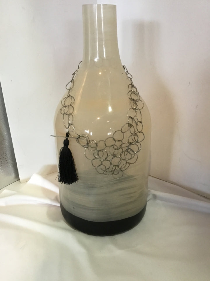 Cream/Bronze Painted Swirl Vase