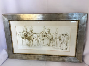 Signed People Horses Framed Art