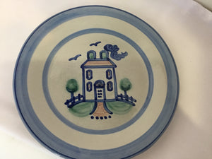 M.A. Hadley Gray/Blue Pottery Dinner Plate