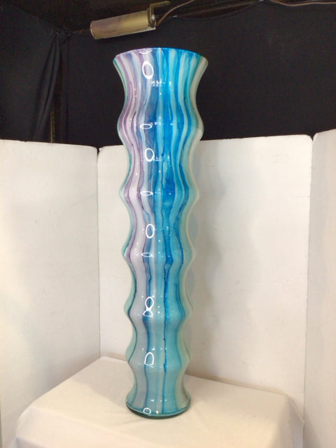 Wavy Blue/Multi Glass Vase