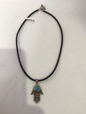 Silver/Aqua Hand Necklace