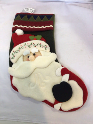 Stocking Red/Green Felt Santa Holiday Item