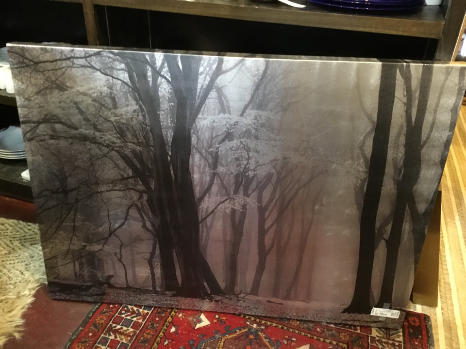 Black/Gray Trees Stretch Canvas Art