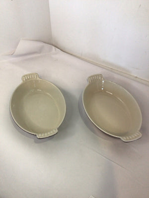 Le Creuset Set of 2 Brown/White Ceramic Baking Dish Set