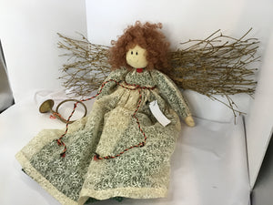 Doll Cream/Brown Fabric Lace Angel Holiday Item