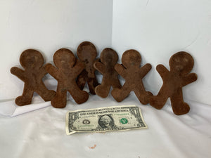 Vintage Set of 6 Brown Resin Gingerbread Boy Cookies Holiday Item