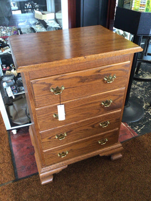 Vintage Wood 4 Drawer Brown Nightstand