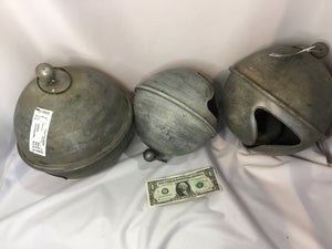 Set of 3 Gray Galvanized Bells 2 Sizes Holiday Item