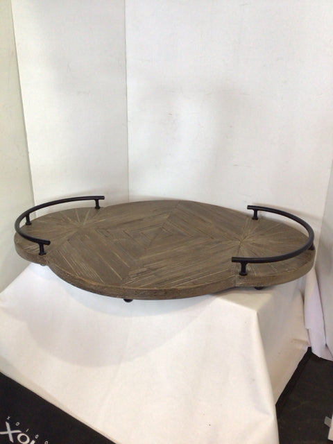 Rustic Brown Wood Handles Tray
