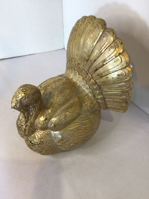 Thanksgiving Gold Resin Turkey Holiday Item