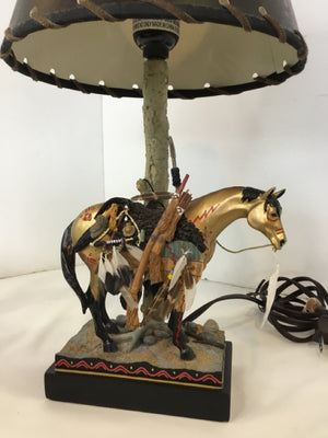Native American Black/Tan Resin Horse Lamp
