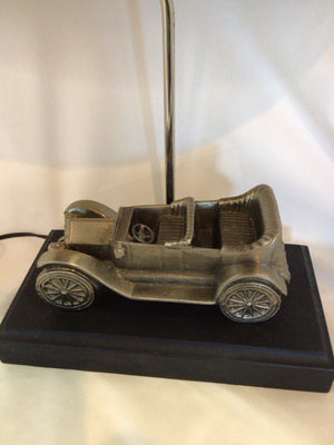 Table Black/Silver Metal/Wood Car Lamp