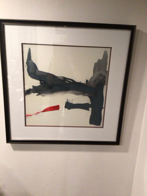Gray/Red Abstract Framed Art