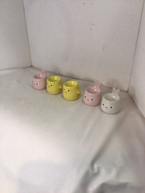 Magenta 5 piece set Yellow/Pink Ceramic Chick Dish Set