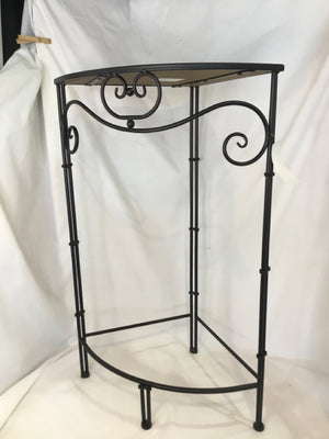 Black Metal/Wood Corner Plant Stand