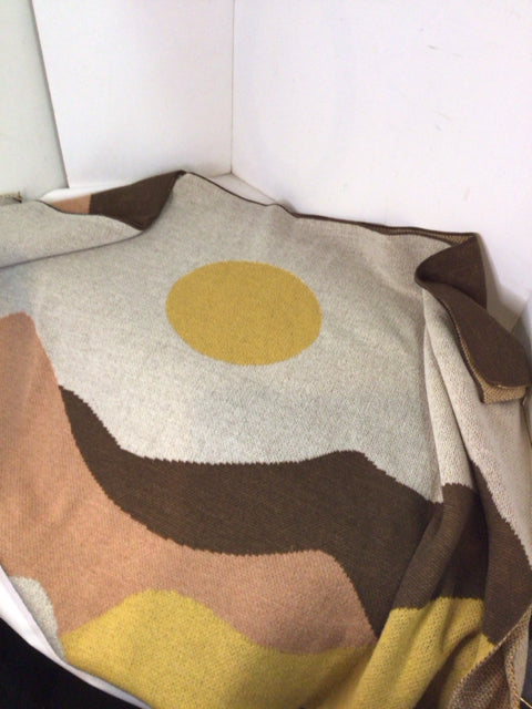 World Market Brown/Yellow Polyester Mountains Sun Throw