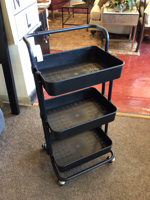 IKEA Metal 3 Tiered On Casters Black Cart