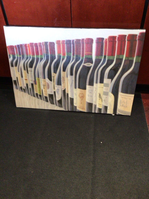Black/Red Wine Bottles Stretch Canvas Art