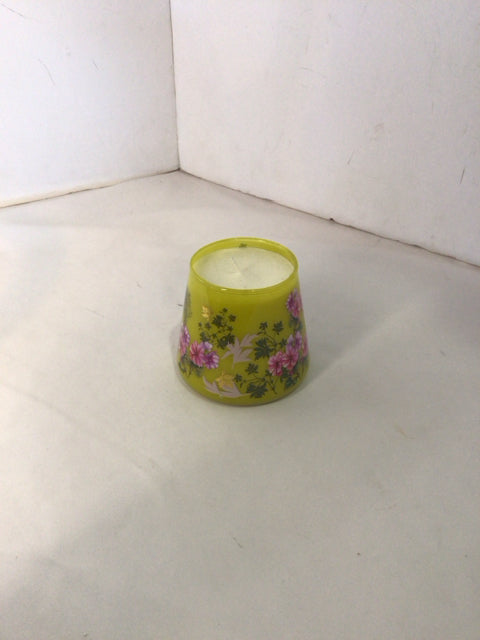 Green/Pink Floral Geranium Candle