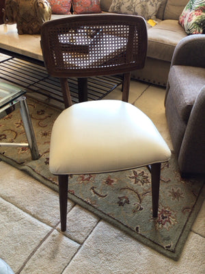 Four Hands Mid-Century Upholstered Seat Caned Back Brown/Cream Chair