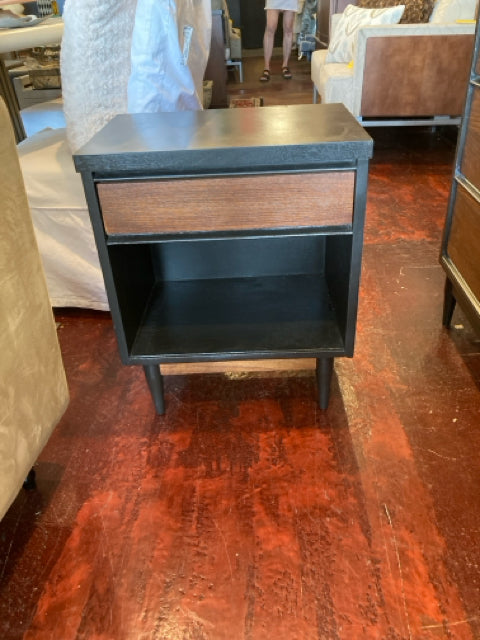 Mid-Century Wood Dresser Night Stand Black/Brown Bedroom Set