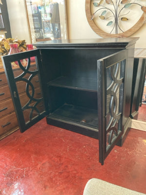 Black Wood Cut Out Door Cabinet