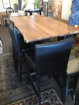 High Top Wood W/ 6 chairs Brown/black Table & Chairs