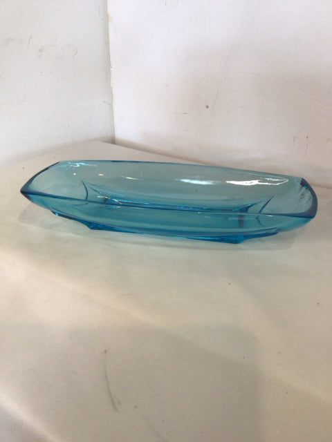 Blue Glass Rectangle Bowl