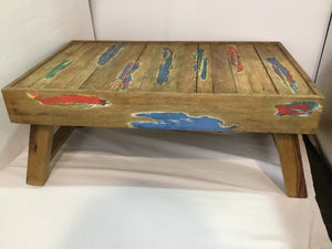 Folding Wood Weathered Tray Multi-Color Table