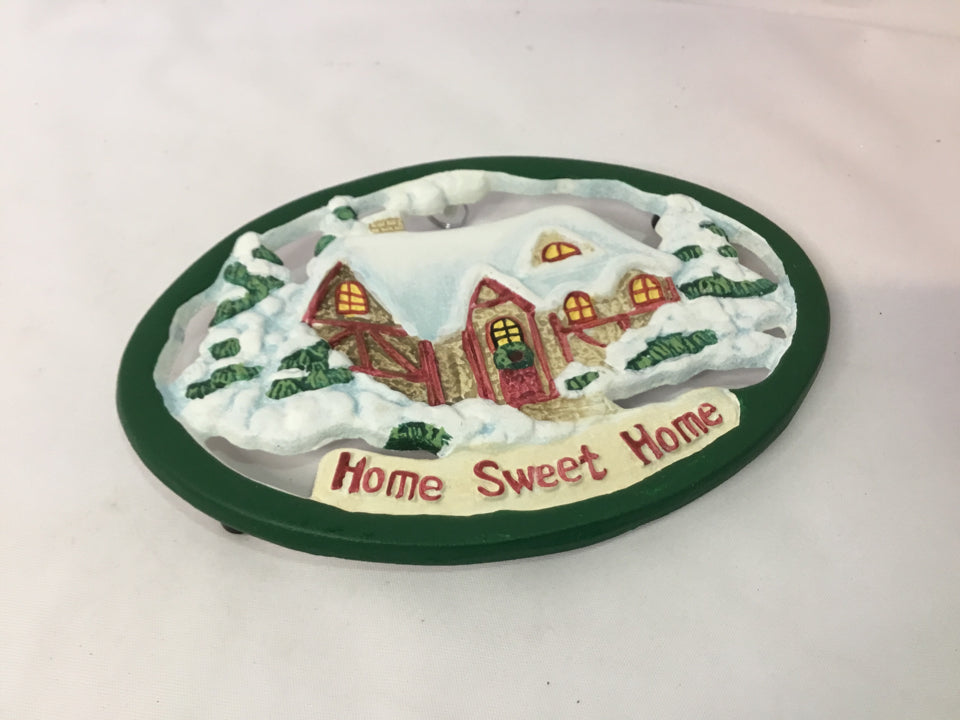 Trivet Cast Iron Home Sweet Home Winter Holiday Item