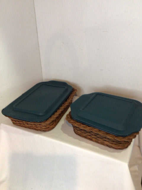 Pyrex Clear Glass W/Holder Serving Dish