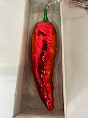 Red Mercury Glass Chilli Pepper Ornament