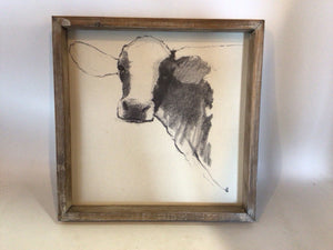 Kirkland's Rustic Cream/Black Cow Framed Art