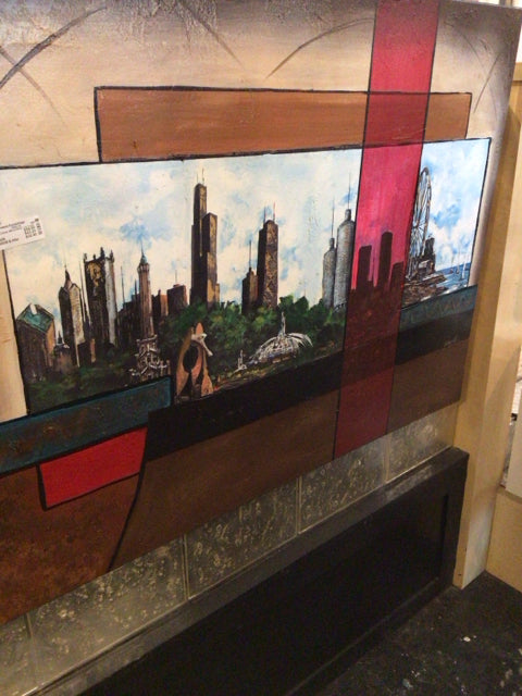 Brown/Multi City Scape Stretch Canvas Art