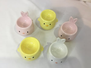 Wooly Heads Set of 5 Pastel Ceramic Egg Cup