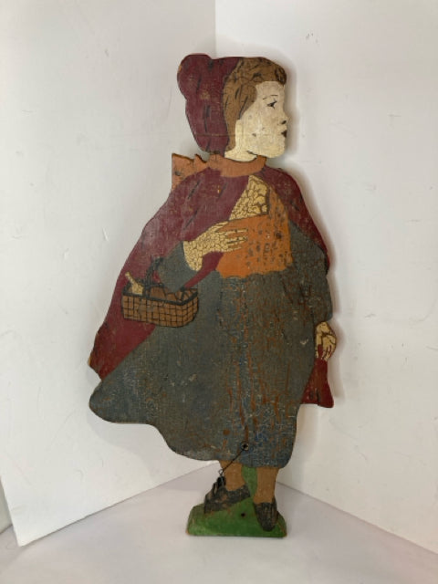 Folk Art Gray/Red Wood Vintage Garden Access.