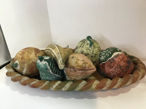 8 Pieces Brown/Multi Pottery W/ Fruit Bowl