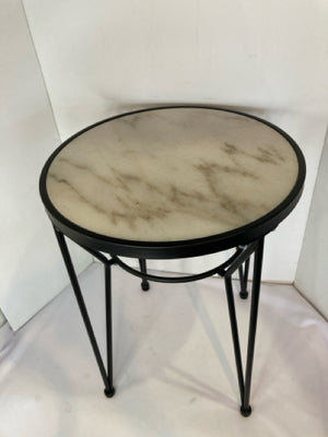 Marble/Iron Round White/Black Table