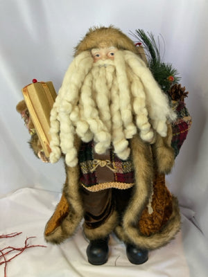 Figurine Brown/Multi Cloth Santa Holiday Item