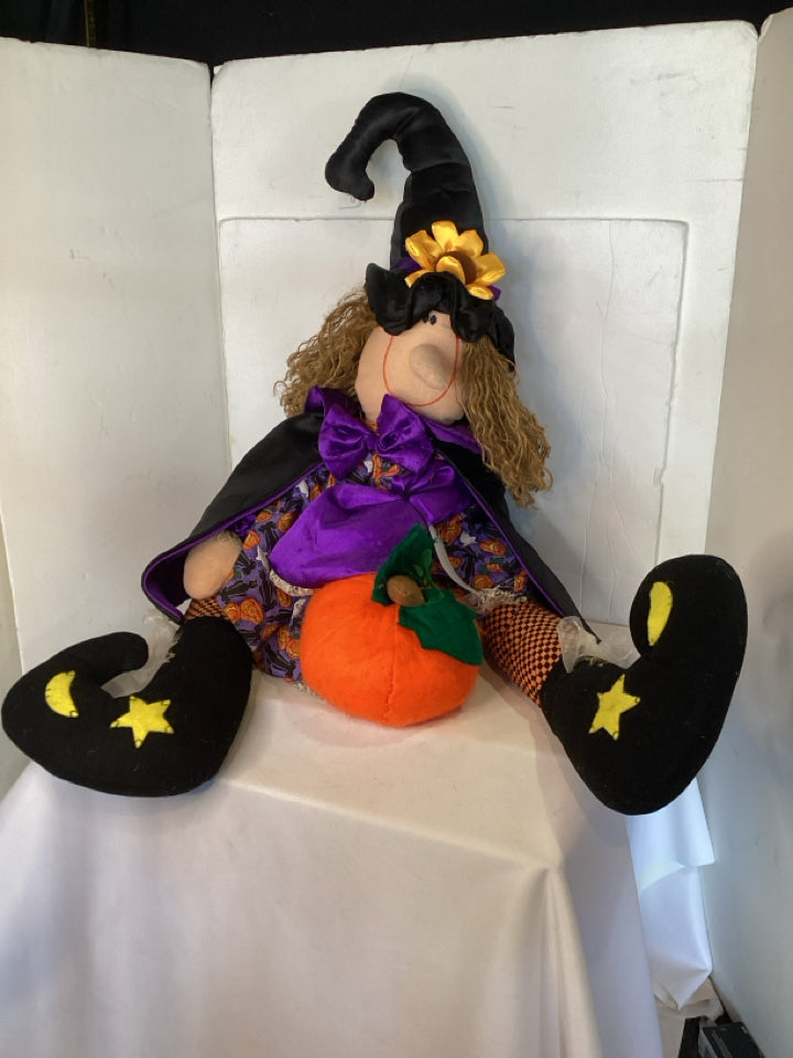 Halloween Black/Multi Felt Witch Whimsical Holiday Item