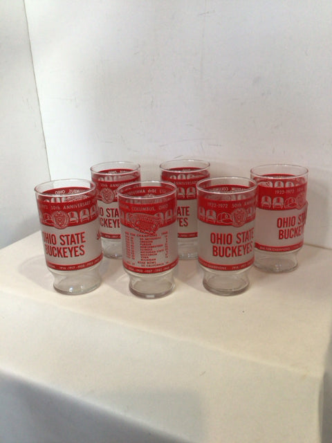 OSU Set of 6 Clear/Red Glasses