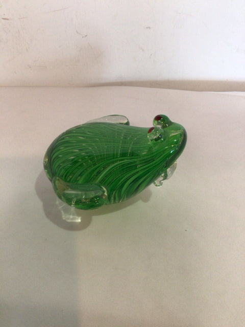 Green Glass Frog Figurine