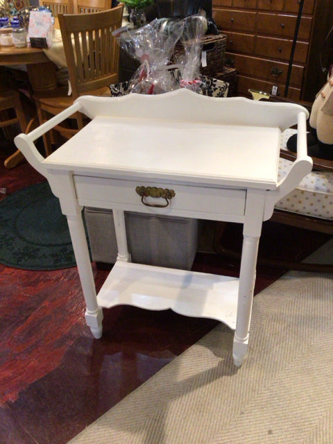 Side Wood Painted White Table