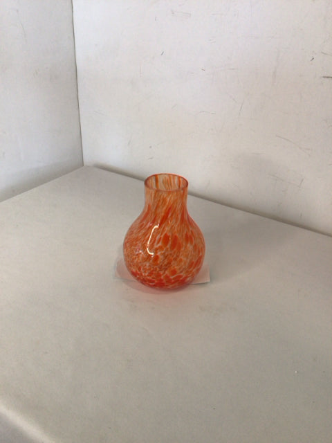 Orange/White Glass Speckled Vase
