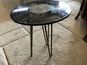 Vinyl Record Round Black Table