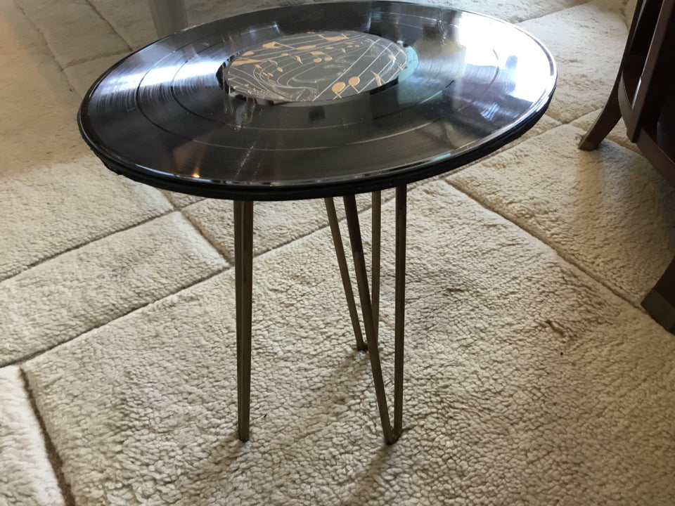 Vinyl Record Round Black Table