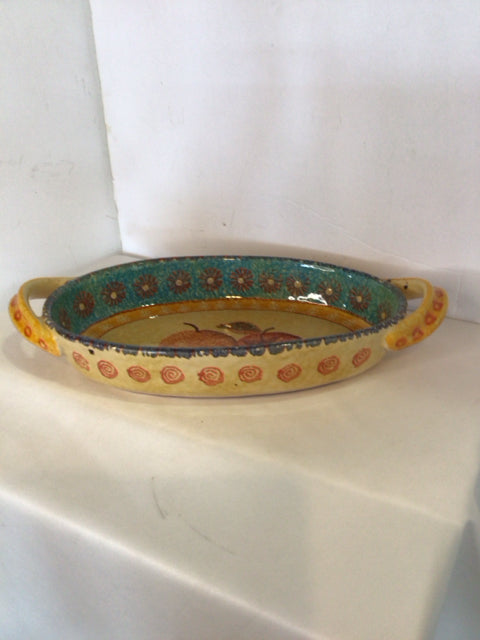 Positano Yellow/Green Ceramic Pumpkin Baking Dish